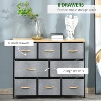HOMCOM 8-Drawer Dresser, 3-Tier Fabric Chest of Drawers, Storage Tower Organizer Unit with Steel Frame for Bedroom, Hallway, Light Gray(m-6)