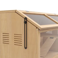 PawHut Rat Cage, Hamster Cage Wooden with Suspension Bridge, Ladders, Openable Top, Hut, Platform, for Gerbils Mice(m-10)