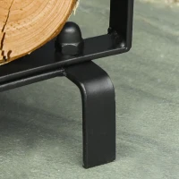 Outsunny Firewood Rack with Fireplace Tools, Outdoor Firewood Holder, 30.25" Tall Build with 2-Tiers for Fireplace, Wood Stove, Hearth or Fire Pit, Poker, Tongs, Broom, Shovel, Black(m-9)