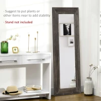 HOMCOM 59" x 23.5" Full Length Mirror, Farmhouse Wall Mount and Leaner Floor Mirror, Vertical and Horizontal for Bedroom, Dark Brown(m-5)