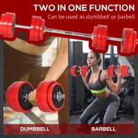 Soozier Adjustable Dumbbell Set, 66lbs Convertible to Barbell Weight Set for Home Gym Women and Men Weight Lifting Training(m-4)