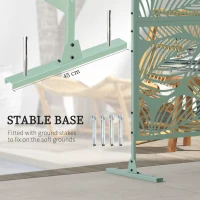 Outsunny 6.5FT Decorative Outdoor Divider, Metal Privacy Screen with Stand, Leaf Style, Light Green(m-5)