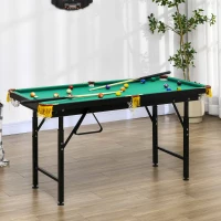 Soozier 55" Pool Table Set Folding Billiard Table with Adjustable Height, 2 Cues, 16 Balls, 2 Chalks, Triangle, Brush, Green(m-1)