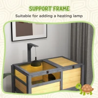 PawHut Tortoise Habitat with Shelf Storage Tortoise Gift Accessory with Weather Protection for Indoor, Yellow(m-5)