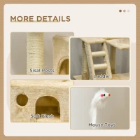 PawHut 71-Inch Multi Level Scratching Cat Tree Kitty Condo  Activity Center with Toys, Beige(m-6)