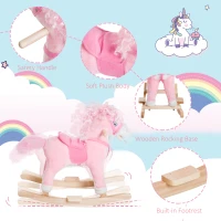 Qaba Kids Plush Rocking Horse Child Ride On Toy Rocker with Realistic Sounds Pink(m-7)