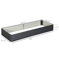 Outsunny 95" x 36" x 12" Galvanized Raised Garden Bed, Easy DIY and Cleaning for Growing Flowers, Herbs, Succulents, Gray(m-3)
