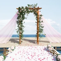 Outsunny 79" Plant Trellis, Arched Garden Arbour with Pergola Style Roof, Fir Wood Frame for Climbing Vines(m-8)