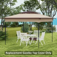 Outsunny 11' x 11' Replacement Canopy Top for Pop Up Canopy Tent, 2-Tier Canopy Cover, 30+ UV Protection, Beige(m-7)
