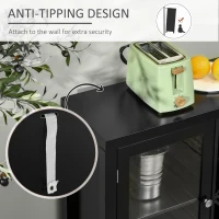 HOMCOM Sideboard Buffet Cabinet with Removable Wine Rack, Tempered Glass Door and Adjustable Shelves, Coffee Bar Cabinet for Living Room, Kitchen, Entryway, Black(m-6)