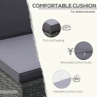 Outsunny 7-Piece Patio Furniture Sets PE Rattan Sectional Sofa Set Outdoor Conversation Set w/Acacia Top Coffee Table & Cushion for Garden, Backyard, Grey(m-5)