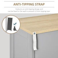 HOMCOM Buffet Cabinet with Storage, Modern Bathroom Floor Cabinet, Sideboard Buffet with 2 Adjustable Shelves and 2 Doors for Kitchen, Living Room, Dining Room, Gray(m-6)