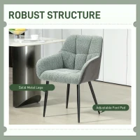 HOMCOM Accent Chair with Foot Pads, Living Room Chair with Chenille Fabric Front and PU Back, Green(m-5)