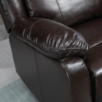 HOMCOM PU Leather Manual Recliner with Thick Padded Upholstered Cushion and Retractable Footrest, Brown(m-7)