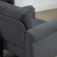 HOMCOM Vintage Armchair, Upholstered Accent Chair with Rolled Arms, Gourd-Shaped Rubber Wood Legs, Dark Grey(m-9)