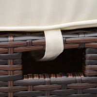 Outsunny 2 PCS Patio Wicker Ottoman Set, Two Square Outdoor PE Rattan Footrest with Removable Cushion, Freely Combined Furniture w/ Handle for Backyard, Garden, Poolside, Beige(m-10)