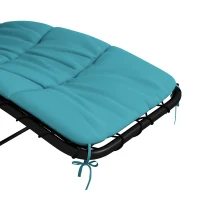 Outsunny Tanning Chair with Sunshade Roof, Rocking Base, Cushion, Headrest, Turquoise(m-10)