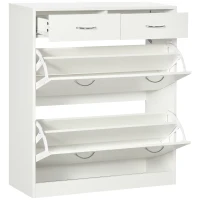 HOMCOM Narrow Shoe Storage with 2 Flip Drawers and Adjustable Shelves Shoe Cabinet Organizer for 12 Pairs of Shoes, White(m-11)