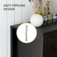 HOMCOM Sideboard Buffet, Storage Cabinet with Barn Door and Adjustable Shelf, TV Stand for TVs up to 65 Inches, Black Oak(m-7)