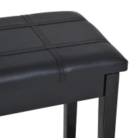 HOMCOM Classic Piano Bench Stool, PU Leather Padded Keyboard Seat with Rubber Wood Legs and Music Storage Compartment, Banded Seat, Black(m-10)