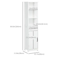 kleankin Modern Bathroom Cabinet, Narrow Bathroom Vanities with 3 Open Shelves, Drawer and Adjustable Shelf, White(m-3)
