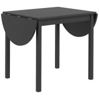 HOMCOM Solid Wood Kitchen Table, Drop Leaf Tables for Small Spaces, Folding Dining Table, Black(m-11)