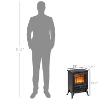 HOMCOM Fireplace Stove, Electric Fireplace Heater with Realistic LED Flames and Logs, 725W/1450W, Black(m-3)