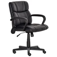 Vinsetto Mid Back Home Office Chair with 2-Point Lumbar Massage, USB Power, Faux Leather Desk Computer Chair, Black(m-11)