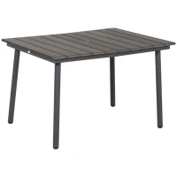 Outsunny 47" Outdoor Dining Table with Umbrella Hole, Aluminium Frame, HDPE Table Top, Slatted Design for Backyard, Dark Grey(m-11)