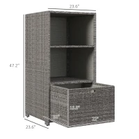 Outsunny PE Rattan Pool Towel Rack with 2 Storage Shelves Basket Mixed gray(m-3)