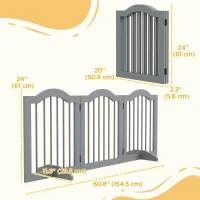 PawHut 24" Freestanding Pet Gate For Dogs with 2 Support Feet, Light Grey(m-3)