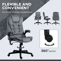 Vinsetto 6 Point Executive Office Chair with Heat, Velvet High Back Vibrating Massage Office Chair, Dark Gray(m-8)