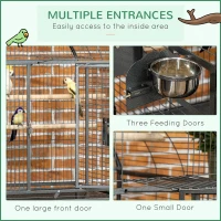 PawHut 66" Bird Cage Parrot Cage for Conures, Cockatiels, Parrotlet with Play Top, Rolling Stand, Pull Out Tray, Storage Shelf(m-5)