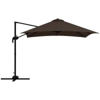 Outsunny 10x10ft Cantilever Umbrella Rotatable Square Market Parasol, 4 Adjustable Angle for Outdoor Backyard Patio Coffee(m-11)