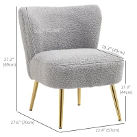 HOMCOM Lounge Chair for Bedroom Living Room Chair with Soft Upholstery and Gold Legs Charcoal Grey(m-3)