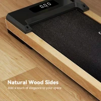 Soozier 2.5HP Walking Pad, Wood Under Desk Treadmill with Remote Control, Transport Wheels and LED Display for Home Gym Office(m-8)