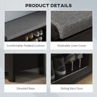 HOMCOM Modern Shoe Storage Bench, Entry Way Bench with Cushion, 2 Sliding Doors, Storage Ottoman Bench, Holds 10 Pairs, Black(m-5)