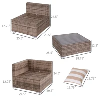 Outsunny Modern Rattan Patio Furniture Set, 7-Piece Outdoor Wicker Sofa Set with Cushions for Home & Family Gatherings, Gray(m-3)