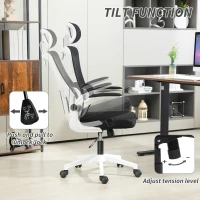 Vinsetto High Back Office Chair, Mesh Computer Desk Chair with Rotatable Headrest, Lumbar Back Support, Adjustable Height, Black(m-5)