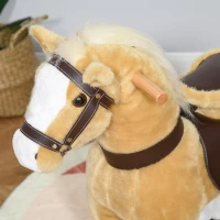 Qaba Ride on Horse, Plush Walking Horse Toy, Kids Riding Chair with Wheels for Kids 3-8 Years, Light Brown(m-8)