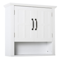 HOMCOM Bathroom Wall Cabinet, Medicine Cabinet, Kitchen Cupboard with 2 Doors and Adjustable Shelf, White