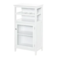 HOMCOM Wine Cabinet with 4 Bottle Wine Rack, Open Shelf, Acrylic Door Cabinet with Adjustable Shelf, White(m-11)
