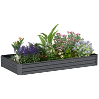 Outsunny Galvanized Raised Bed, 8' x 4' x 1' Metal Planter Box, Outdoor Garden Box with Open Bottom for Flower Herb Vegetable(m-11)