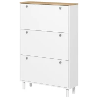 HOMCOM Shoe Storage with 3 Flip Drawers and Adjustable Shelves, Entryway Shoe Storage Cabinet for 24 Pairs of Shoes, White(m-11)