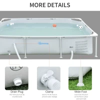 Outsunny 8.3ft x 5ft x 26in Frame Above Ground Swimming Pool Set with Filter Pump Filter Cartridge Reinforced Sidewalls Grey(m-6)