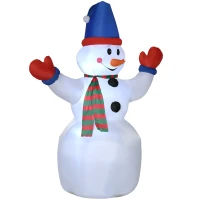 Outsunny 8ft Inflatable Christmas Snowman with Blue Hat and Red Gloves, Blow-Up Outdoor LED Yard Display for Lawn Garden Party(m-11)