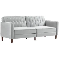 HOMCOM 3 Seater Sofa Bed with Reclining Split Back & Rubber Wood Legs, Light Gray(m-1)