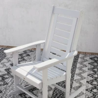 Outsunny 2 Pieces Outdoor Rocking Chairs, HDPE Patio Rockers with 28" High Back, Wide Armrests for Porch Backyard, White(m-8)