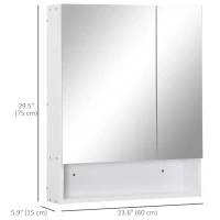 kleankin Wall Mounted Bathroom Medicine Cabinet with Mirror and Adjustable Shelves, White(m-3)