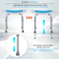 HOMCOM Height Adjustable Shower Chair, 20.5"W Aluminum Shower Stool for Inside Shower with Suction Cup Feet, EVA Padded Bath Seat for Senior, Elderly, Disabled(m-5)